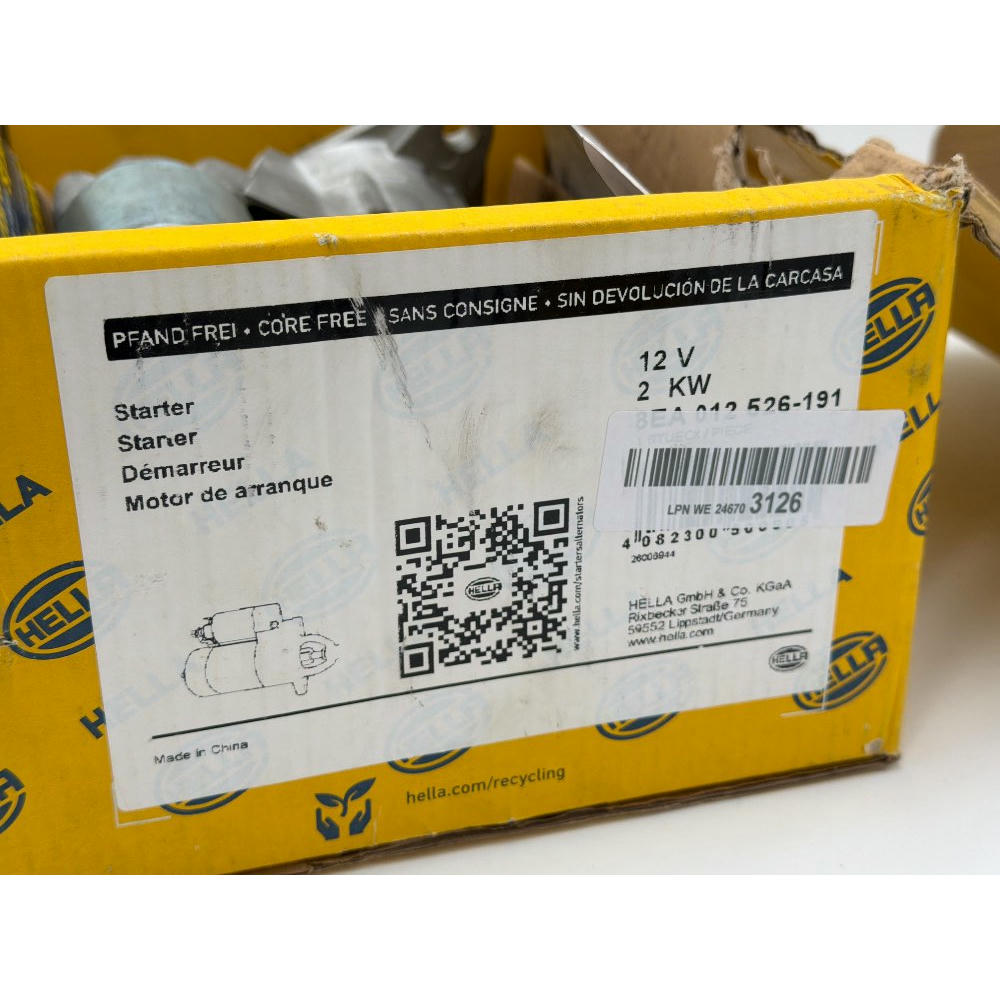 HELLA 8EA 012 526-191 Motor de arranque - 12V - 2kW - por ej. VW Golf V (1K1)