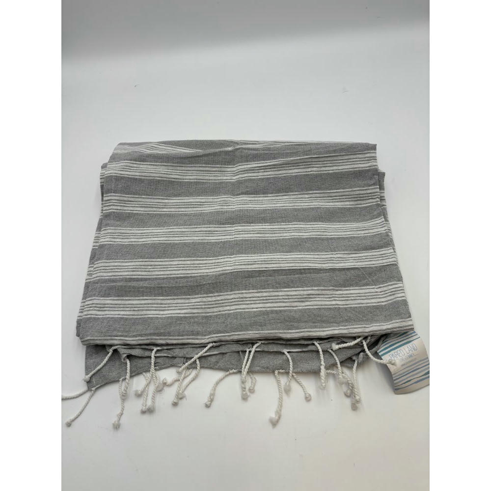 Pareo toalla Sena 95x180 Gris claro con rayas blancas