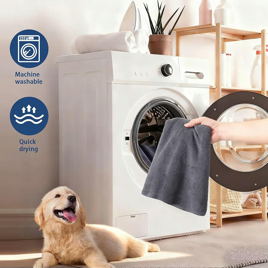 Juego de 2 Toallas Superabsorbentes para Perros de Microfibra, 50 x 100 cm, Gris