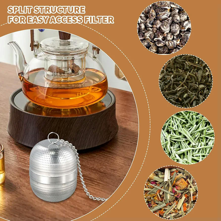 Coladores de Té de Acero Inoxidable, Infusores para Té Suelto, 2 Piezas, Filtros para Taza y Tetera, Diseño Elegante y Funcional