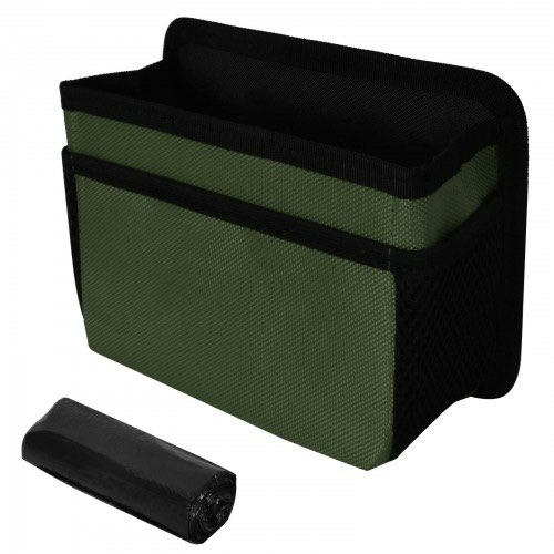 Cubo de Basura Plegable Portátil para Coche, Impermeable y a Prueba de Fugas, Incluye Bolsa de Basura - Color Verde Militar