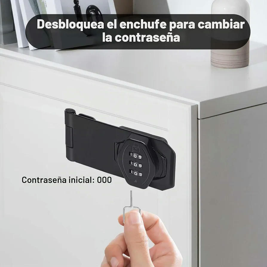 Candado de Combinación Negro de 10 cm para Cajones y Muebles con Código de 3 Dígitos y Destornillador Incluido