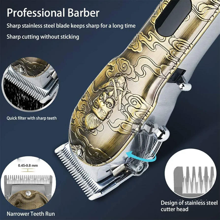 Cortadora de cabello inalámbrica, cortadora de pelo USB recargable, máquina de afeitar de precisión T-Calvo, kit de estética para uso familiar