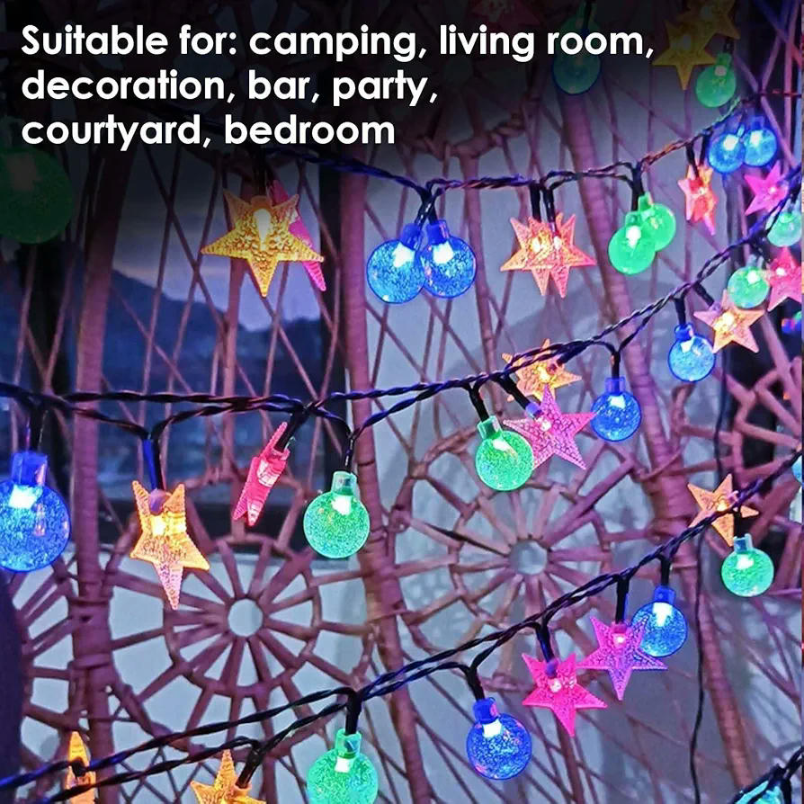 Guirnalda de luces LED de 6 metros con 40 luces decorativas, iluminación impermeable para exteriores e interiores, ideal para fiestas y decoraciones navideñas (multicolor)
