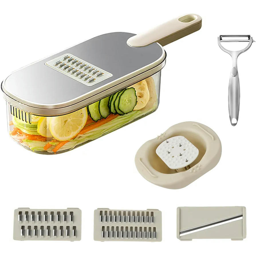 Mandolina de Cocina Profesional de Acero Inoxidable, Cortador 3 en 1, Ideal para Frutas y Verduras como Zanahorias y Patatas