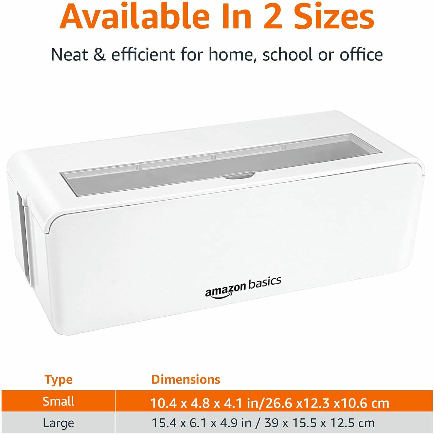 Amazon Basics - Caja organizadora de cables para ocultar y organizar cables, tamaño Pequeña, Blanco