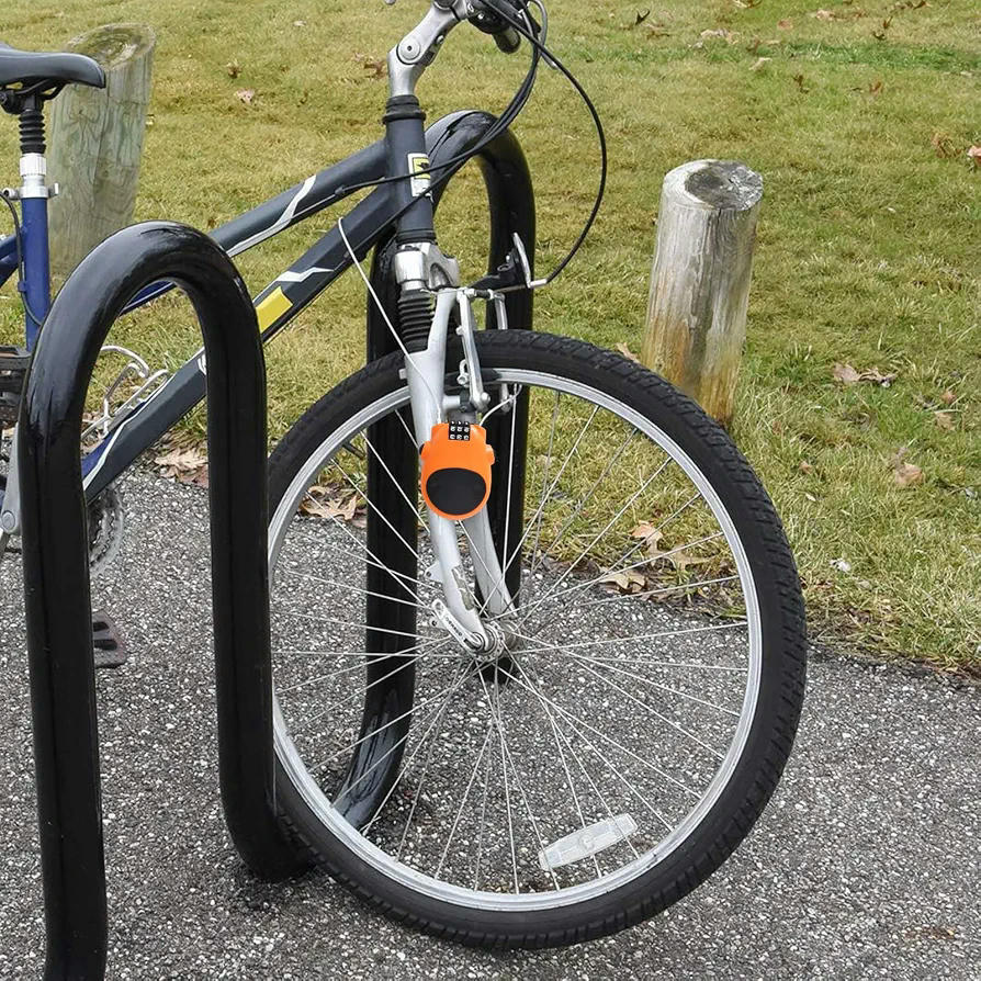 Candado de Combinación Largo Retráctil de Alambre de Acero para Bicicletas y Motocicletas (Naranja)