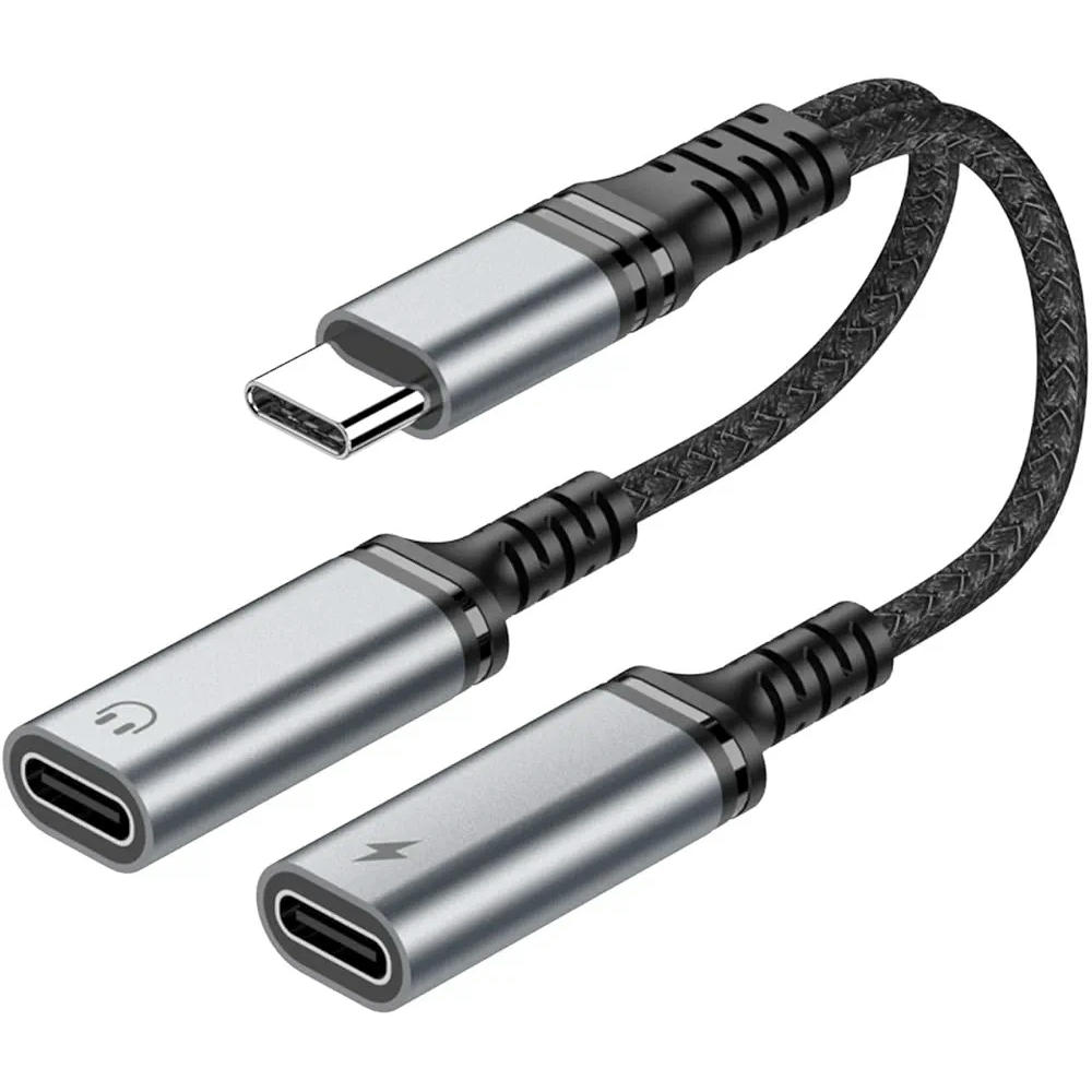 Adaptador 2 en 1 USB C a Jack de 3,5 mm y Carga Rápida - Compatible con Dispositivos de Audio y Carga