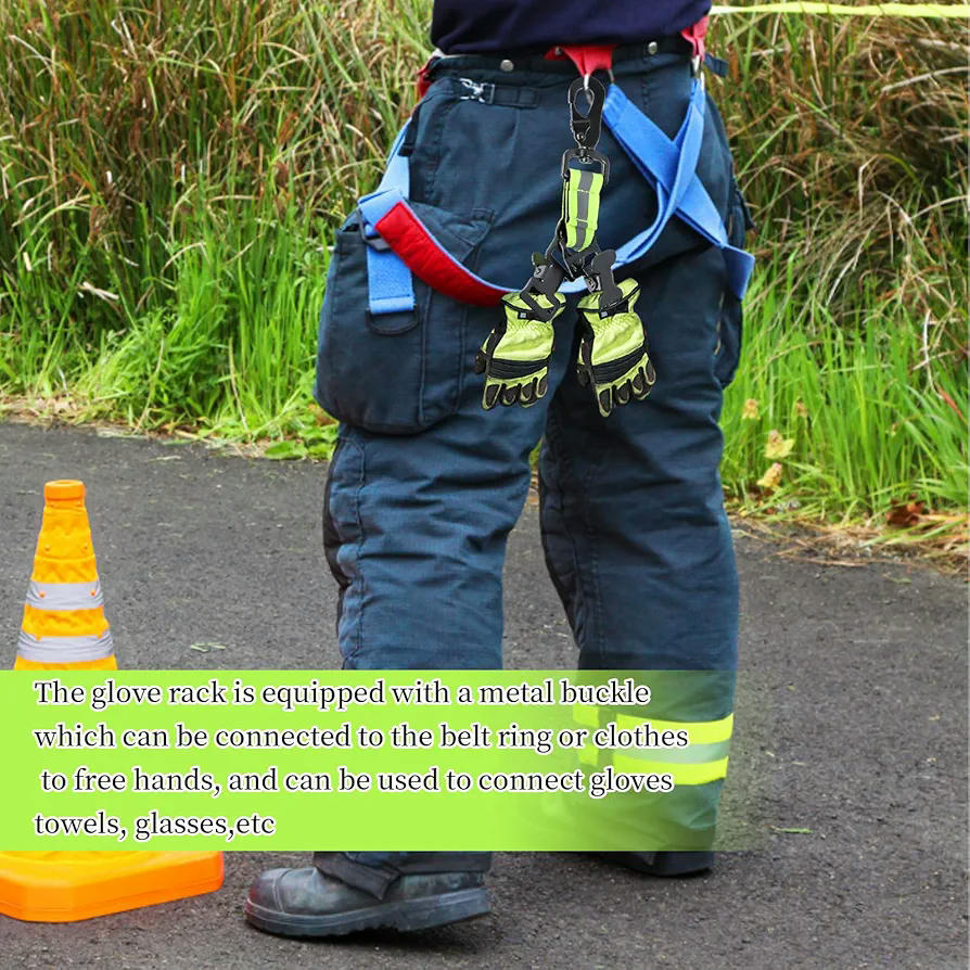 2 Piezas Clips para Guantes, Pinza de Seguridad Guante ​con Mosquetón Clip, Doble Colgar Guantes Clip, Clip de Sujeción de Guantes, para Guantes de Trabajo, Toallas, Trabajo de Seguridad