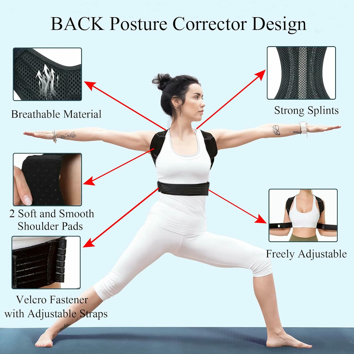Corrector de postura de espalda Talla L, corrector ergonómico ajustable para hombres y mujeres, soporte lumbar y alivio del dolor