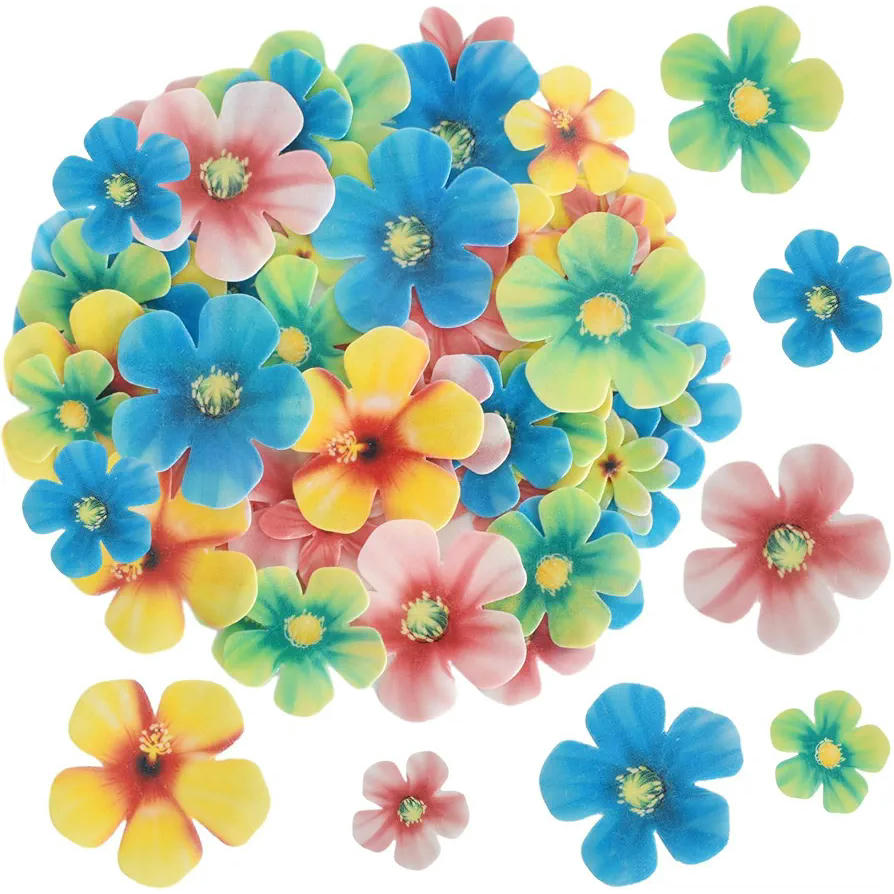 70 Piezas de Adornos Comestibles para Tartas y Postres con Flores Decorativas