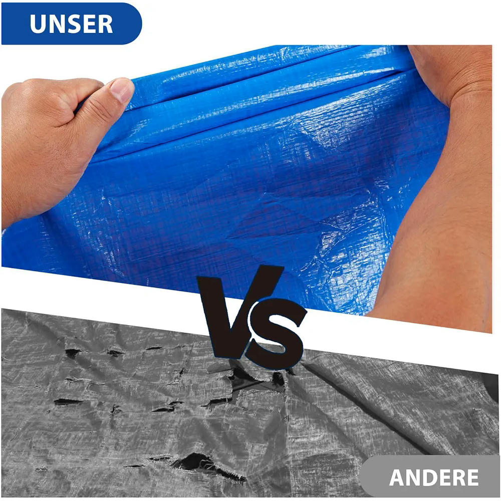 Lona de polietileno 3 x 3 m con ojales de aluminio, impermeable y resistente a rayos UV, con cuerda de 10m, ideal para cubrir camiones, piscinas, muebles de jardín y más