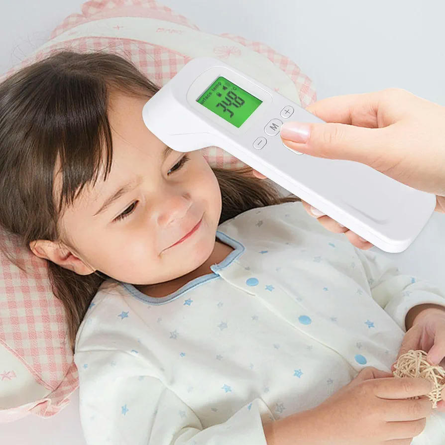 Termómetro Digital Infrarrojo para Bebés y Adultos con Función de Silencio y Alarma de Fiebre (Blanco)