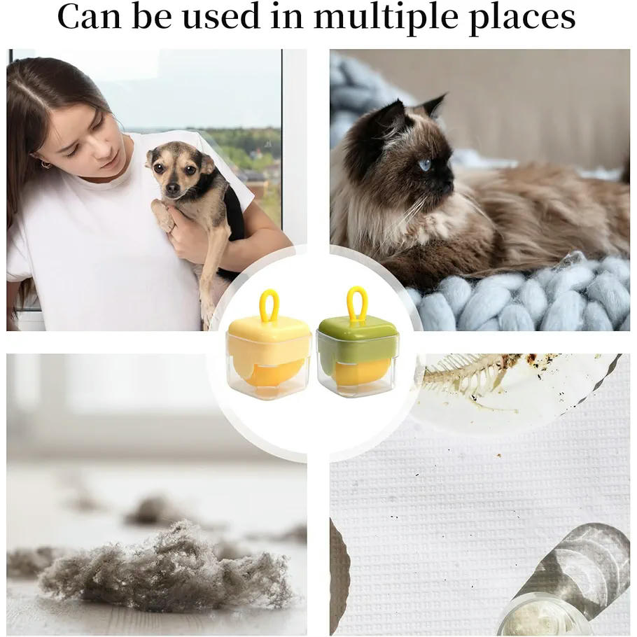Mini Rodillo Quitapelusas Reutilizable 3 Piezas, Roller de Pelusa Lavable de Gel para Ropa y Viajes, Removedor de Cabello de Mascotas, Compacto y Eficaz (Color Amarillo)