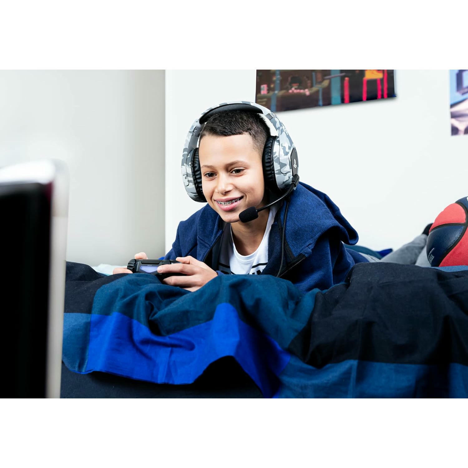 Trust Gaming Cascos PS4 y PS5 Auriculares de Gaming GXT 488 Forze-G, Licencia Oficial para Playstation, Micrófono Plegable, Altavoces Activos de 50 mm, Cable Trenzado de Nailon de 1.2 m, Gris