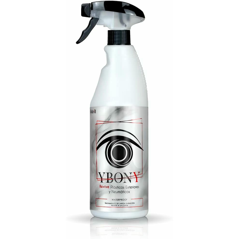 Sisbrill Ybony, Renueva, repara y restaura plásticos deteriorados o blanquecinos - Revive Neumáticos - Proporciona Ultra-Brillo - Resiste la Lluvia - 750 ml + 1 aplicador (Pack 1)