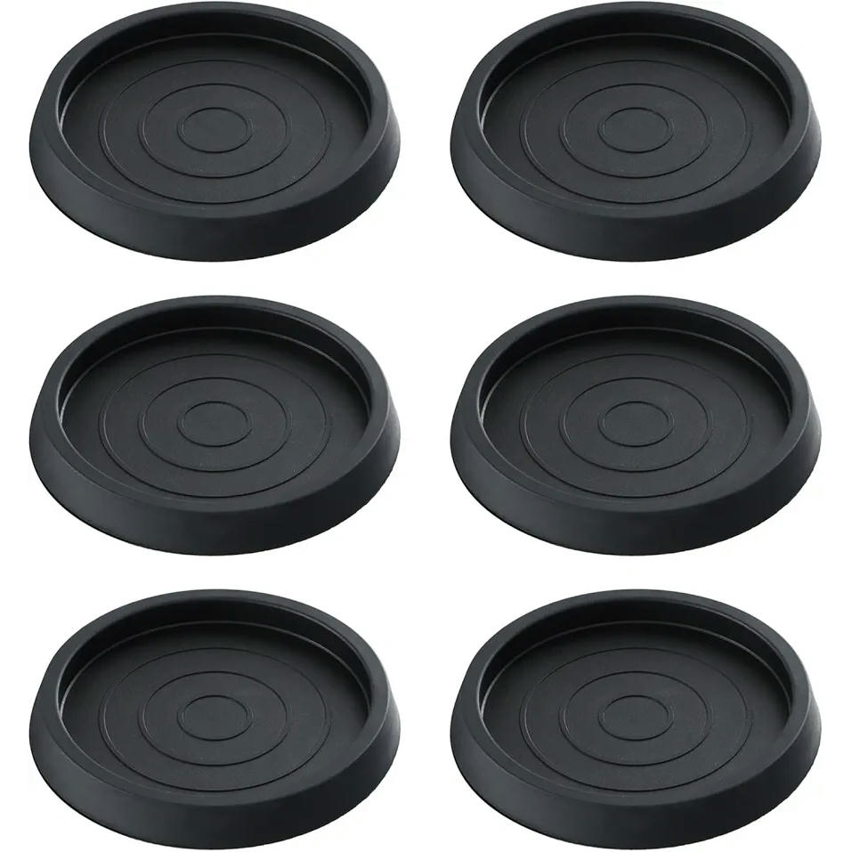 Tazas de Goma para Muebles, Almohadillas Antideslizantes Redondas, Soporte Estable para Patas de Muebles, Protector de Suelos, 6 Piezas, Negro