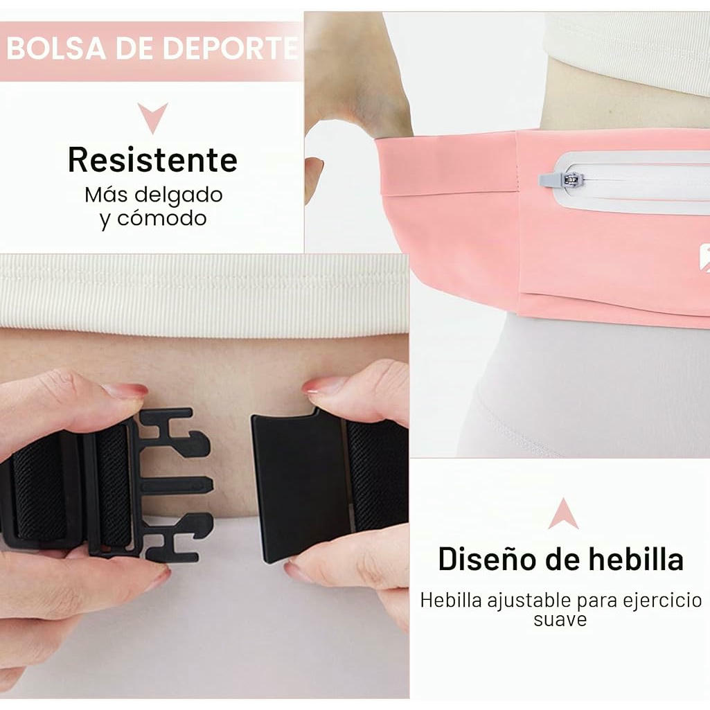 Riñonera Deportiva Impermeable para Correr y Gimnasio, Negro