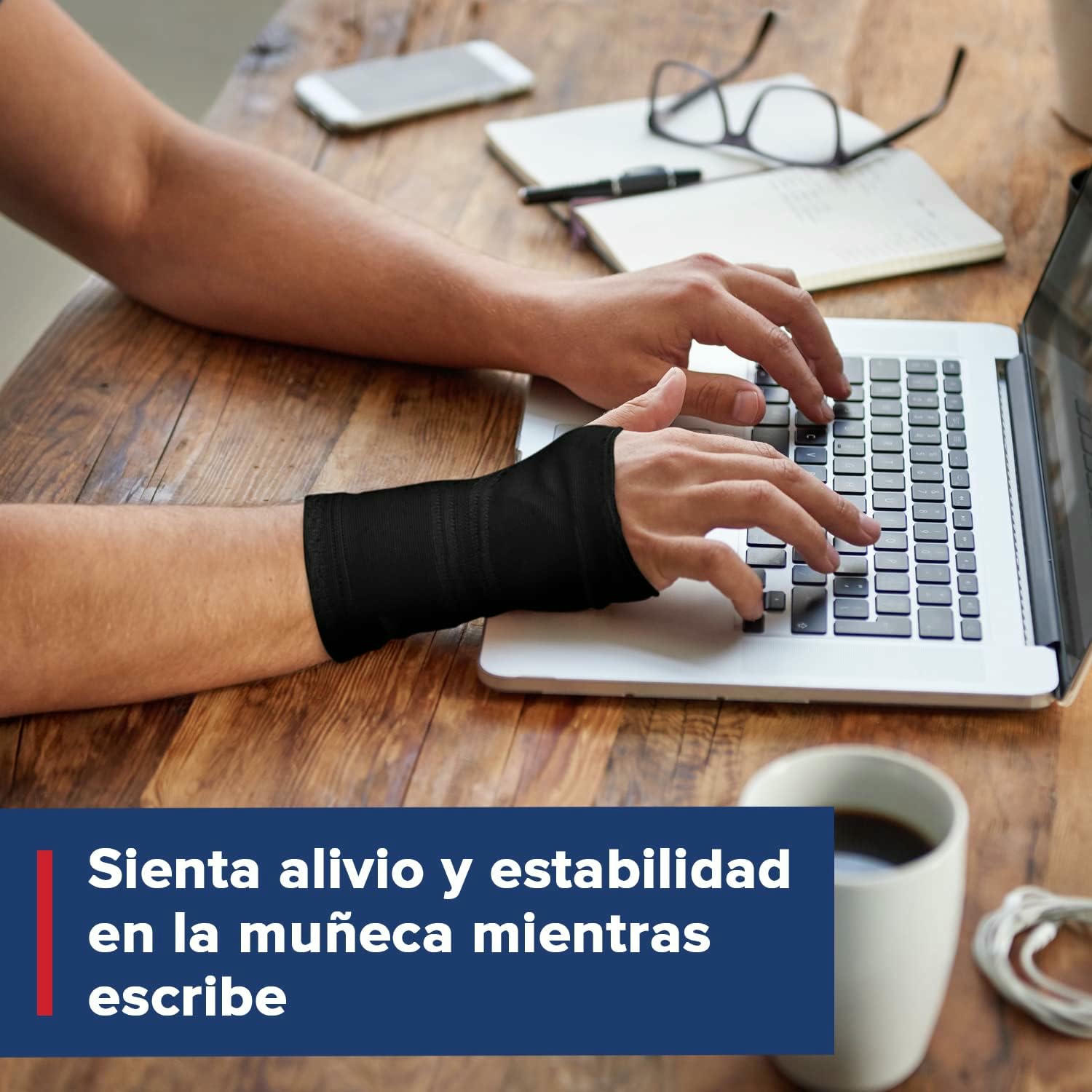 Muñequera Túnel Carpiano Desarrollada por Médicos - Muñequera Pulgar con Protector Palma Mano de Gel para Mayor Comodidad y Sujeción - Alivia Dolor Articular, Mejora RSI [Color Negro, Talla M]