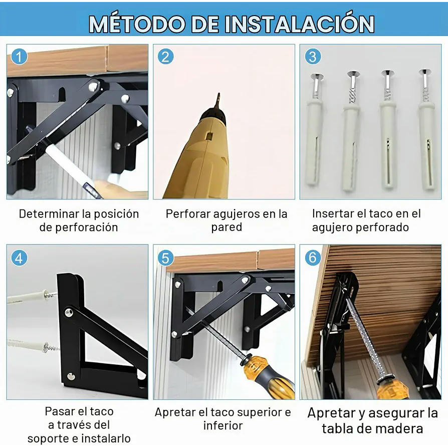 Soporte Estante Plegable de Acero Inoxidable con Bisagras, 200mm, 100 kg, Ahorra Espacio, Diseño Práctico