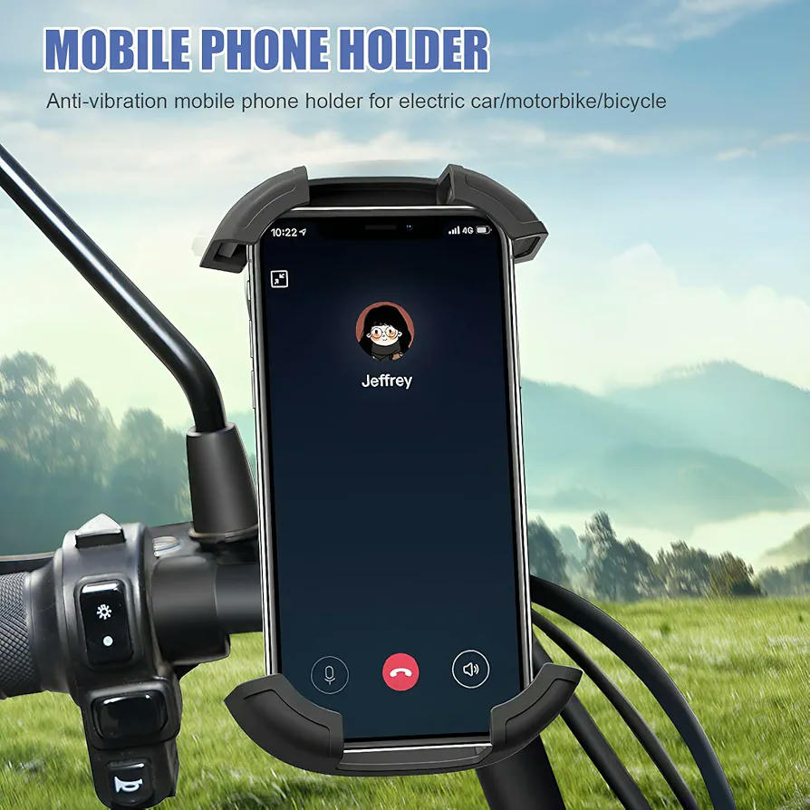 Soporte de teléfono móvil para bicicleta y motocicleta, modelo 360 grados con liberación rápida, compatible con iPhone y Samsung, para dispositivos de 4.7 a 6.8 pulgadas, color amarillos