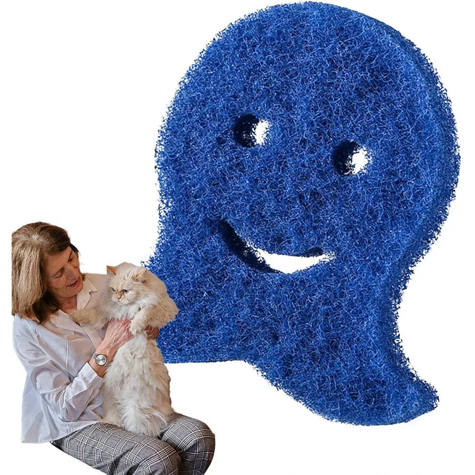 Atrapador de pelo para lavadora, extractor reutilizable, 11 x 11 cm, diseño pulpo fantasma (Azul)