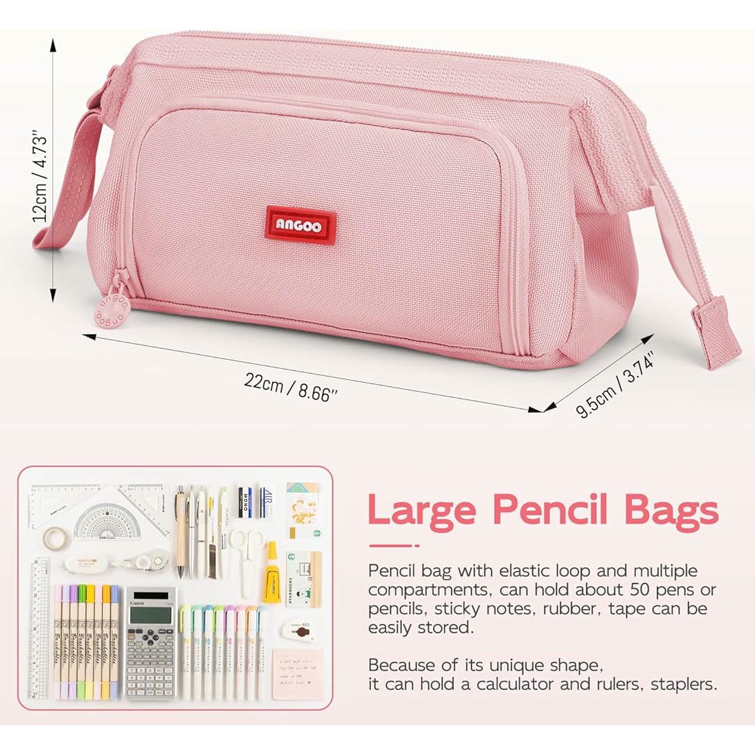 Estuche grande, organizador de papelería, estuche con cremallera, accesorio escolar duradero, ideal para lápices y bolígrafos, multifuncional para oficina y viajes