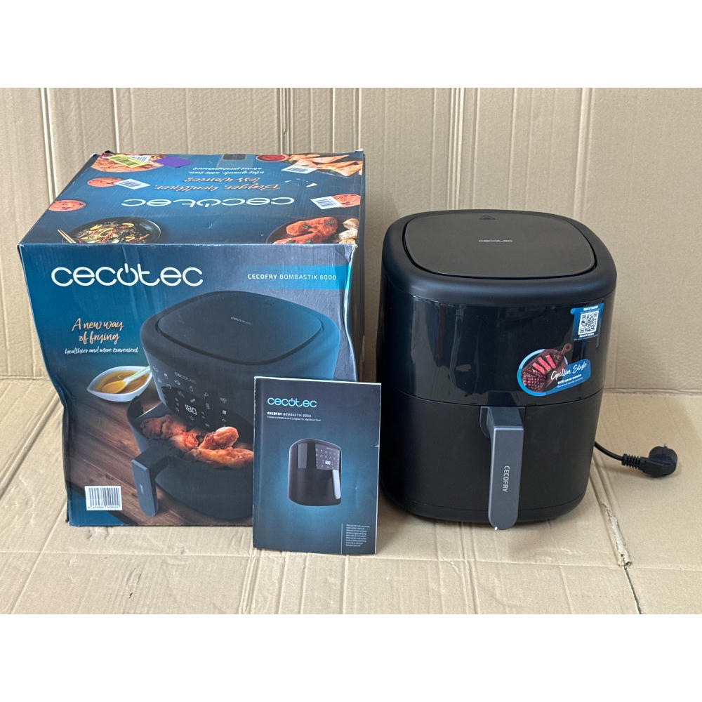 Cecotec Freidora de Aire sin Aceite de 6 L Air Fryer Cecofry Bombastik 6000. 1700 W, Tecnología PerfectCook, Temperatura y Tiempo Regulables, Control Táctil, 12 Modos, Temporizador