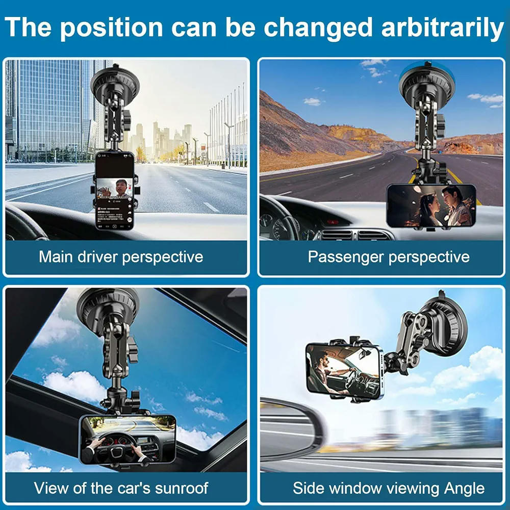 Soporte Móvil para Coche de Ventosa Ultra Fuerte, Compatible con Smartphones de 4.0 a 7 Pulgadas, Articulación Rotativa 360 Grados