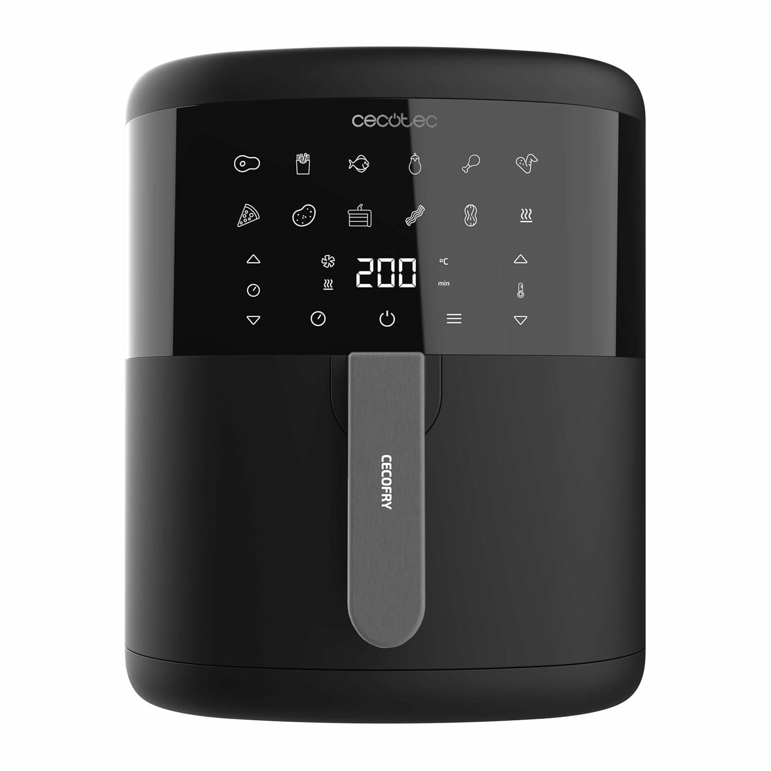 Cecotec Freidora de Aire sin Aceite de 6 L Air Fryer Cecofry Bombastik 6000. 1700 W, Tecnología PerfectCook, Temperatura y Tiempo Regulables, Control Táctil, 12 Modos, Temporizador