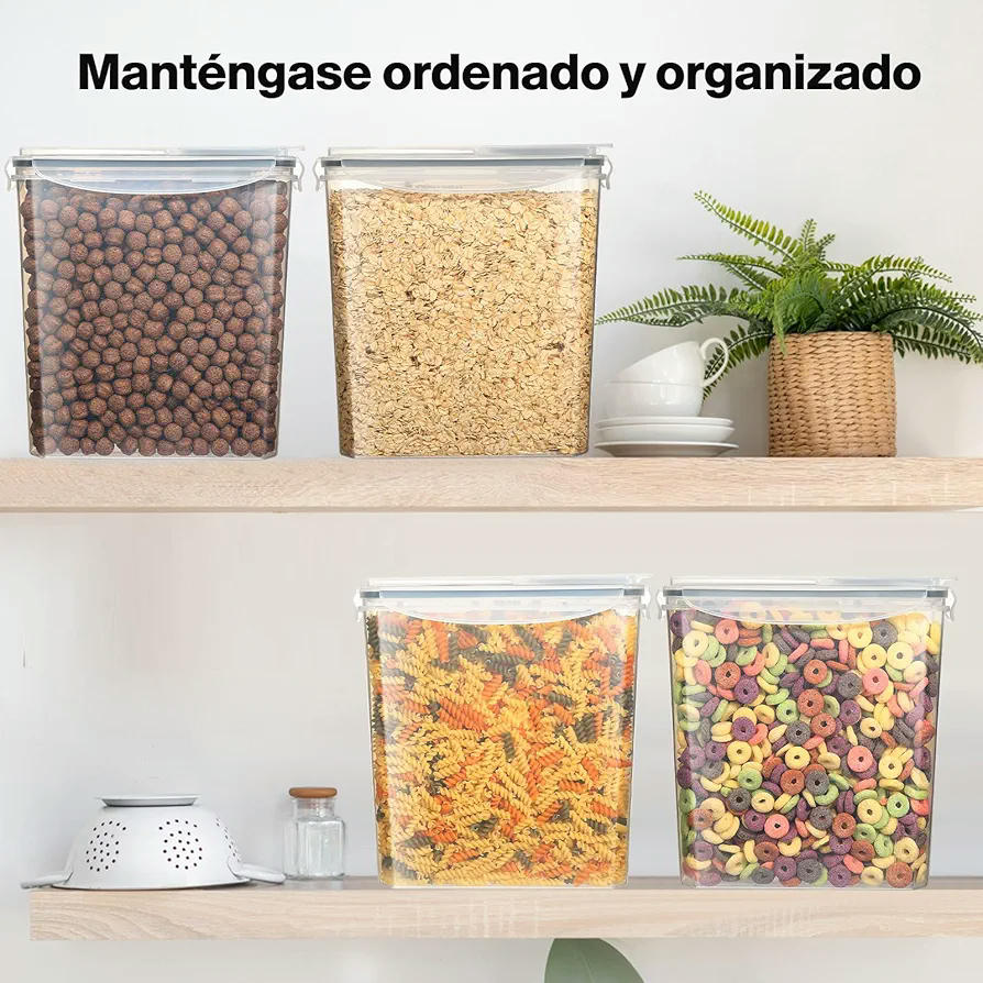 YASHE Pots de Cuina Emmagatzematge Joc de 6 Peces (3.7L), Recipients Hermètics per a Aliments amb Tapa Sense BPA, Recipients d'Emmagatzematge de Cuina per Emmagatzemar Flocs, Pasta, Grans