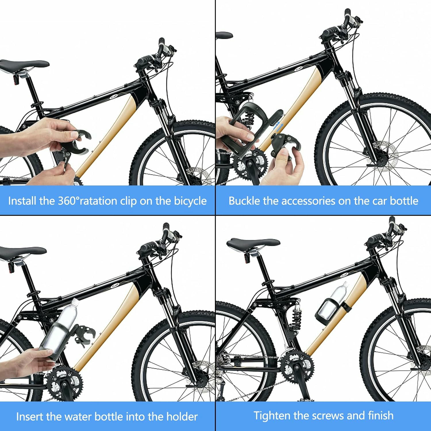 Portavasos Universal Ajustable para Cochecito y Bicicleta - 360 Grados, Ideal para Botellas y Tazas