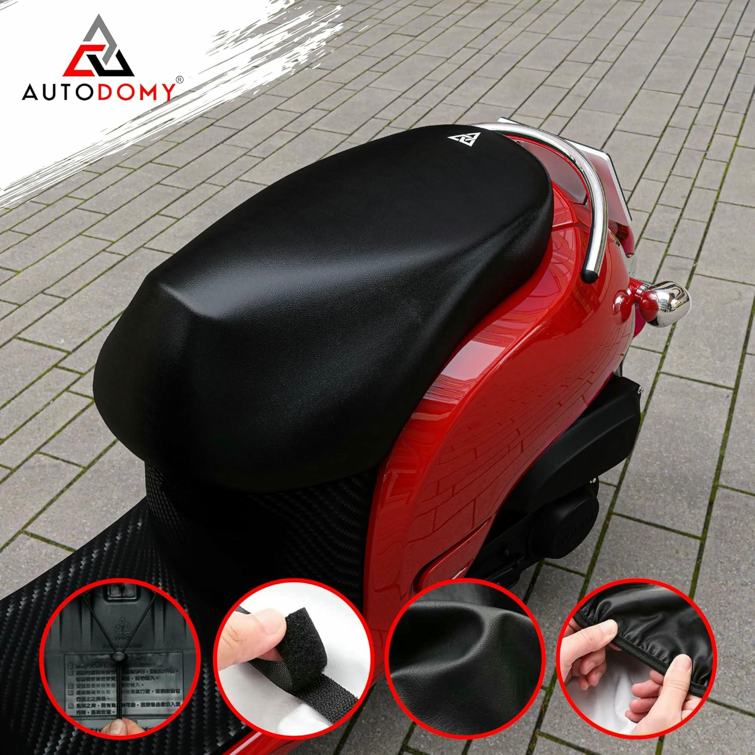 Autodomy Funda Asiento Moto Impermeable Talla M | Funda para Asiento Moto Antideslizante y Resistente a Arañazos | Válida para Todo Tipo de Motos y Scooters | Funda Sillin Moto Protege del Sol