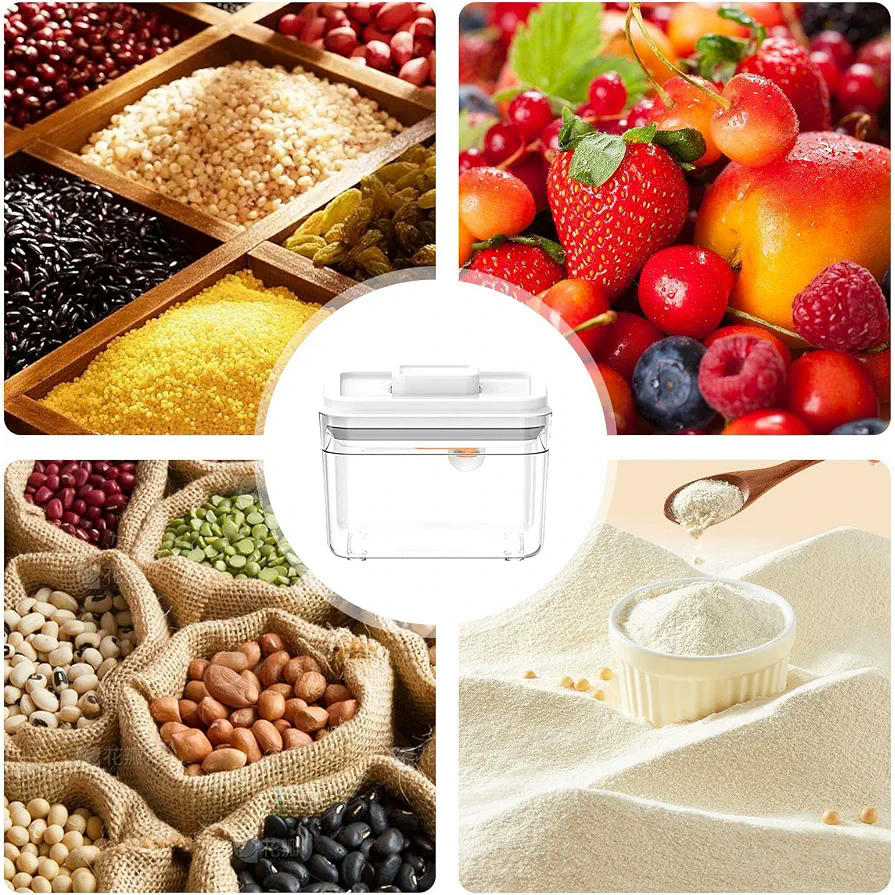 Contenedor cuadrado de almacenamiento de alimentos de polipropileno con cierre a presión, 1L (Transparente)