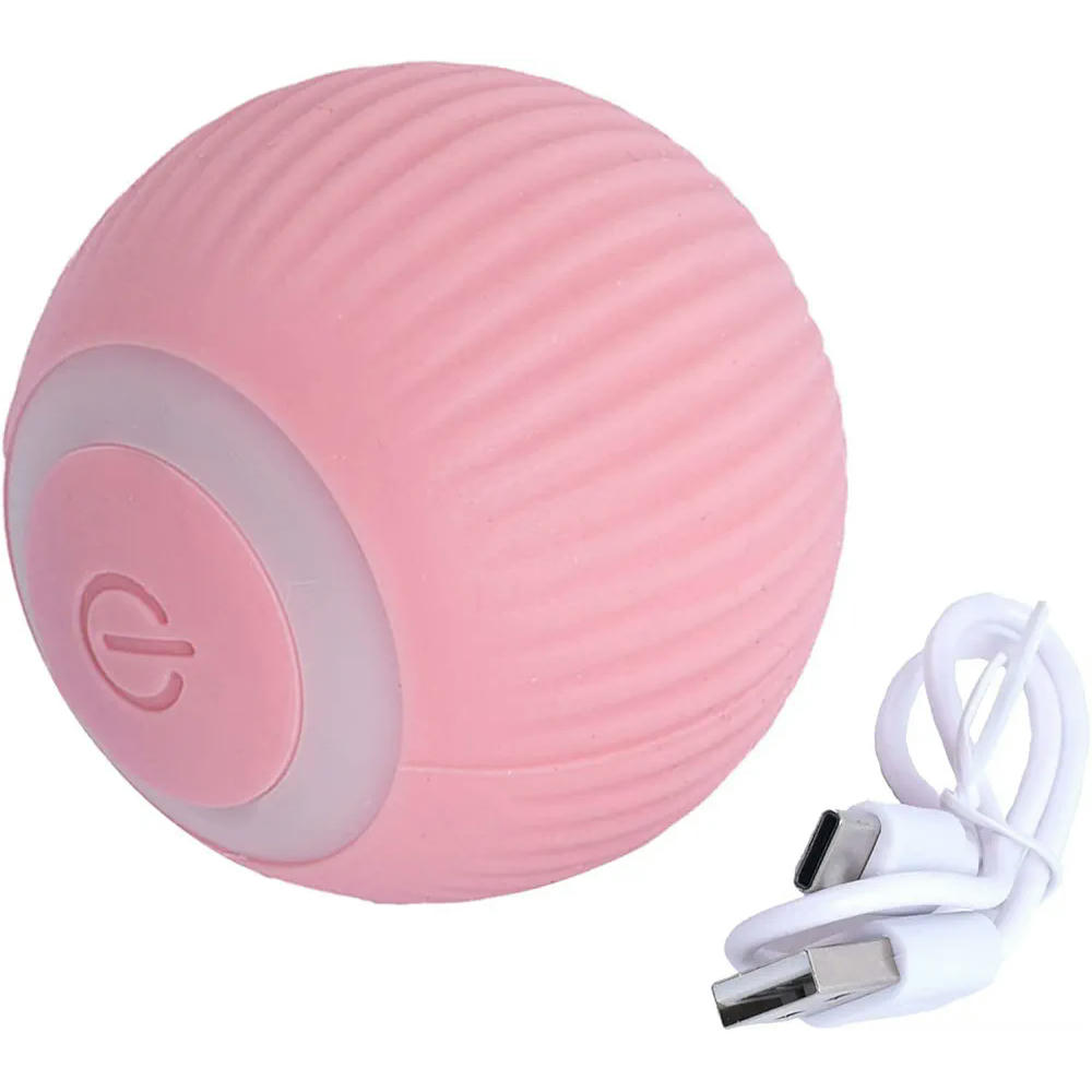 Juguete Interactivo para Gatos, Bola Rodante Automática de Silicona, Silencioso para Mascotas, Color Rosa