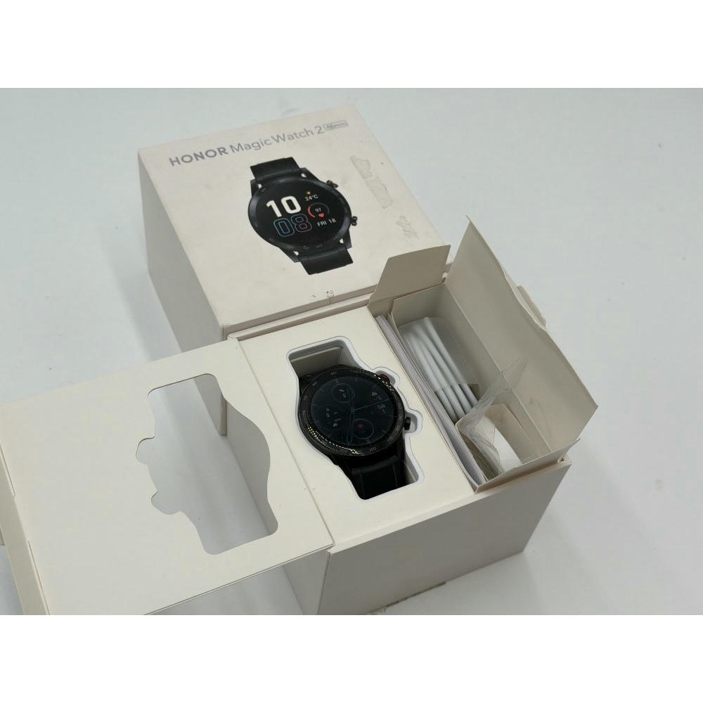 Honor MagicWatch 2 46 mm Smart Watch, con monitor de ritmo cardíaco y estrés, modos de ejercicio, aplicación para correr y altavoz y micrófono integrados, color negro/carbón