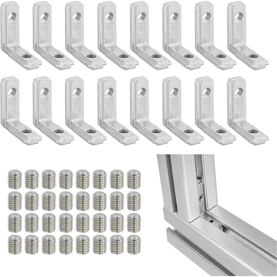 Soporte de Esquina 16PCS Ángulo Interior Ranura en T Aleación de Zinc para Muebles