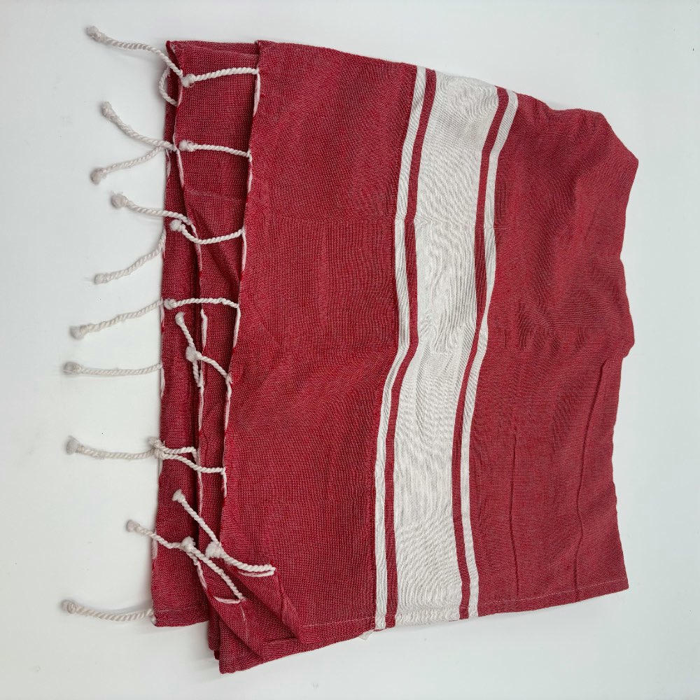 Pareo toalla onar 95x180 Rojo con rayas blancas