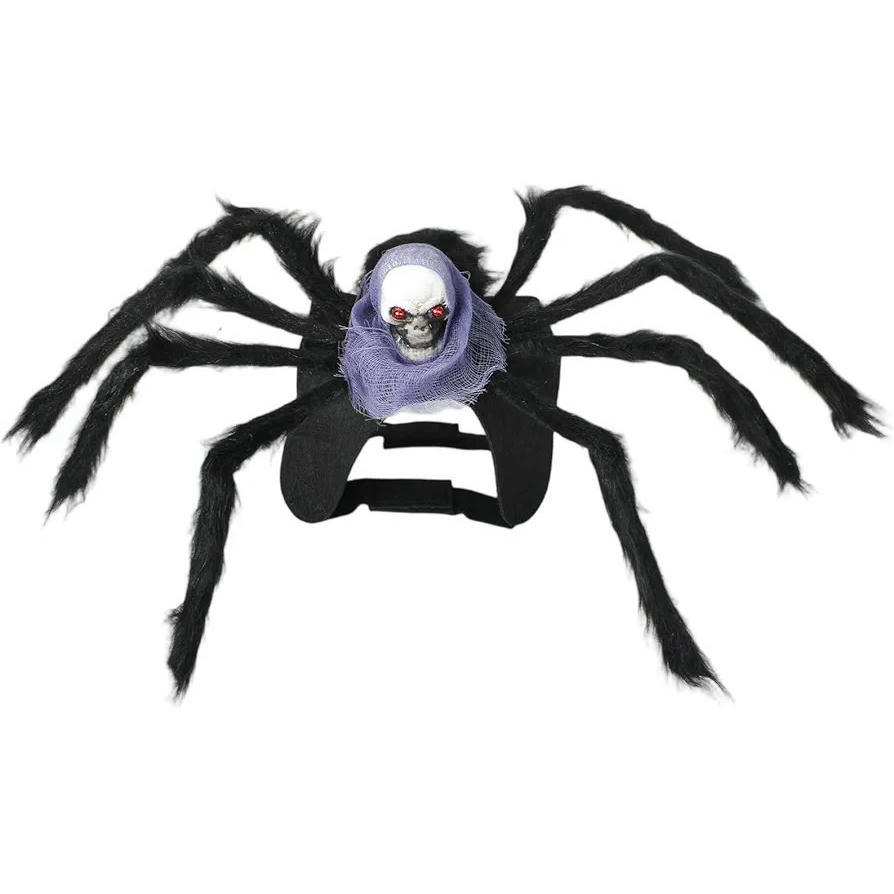 Disfraz de Halloween para Perros y Gatos, Traje de Araña Calavera Morada, Ideal para Mascotas Pequeñas y Medianas, Talla M, Color Negro