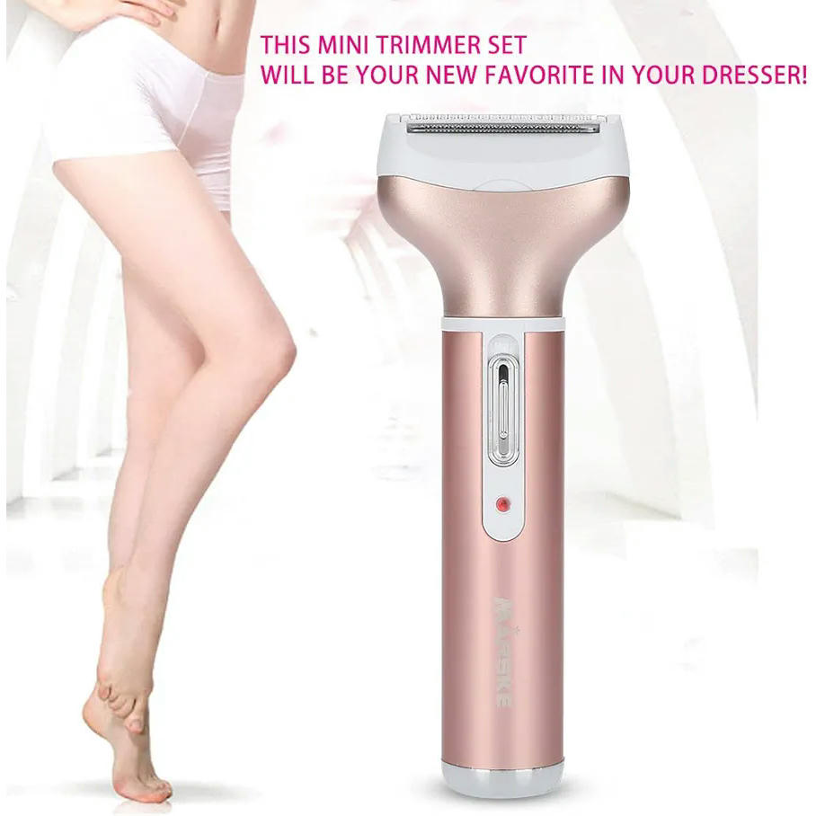Afeitadora eléctrica femenina 4 en 1, recargable e impermeable con cabezales intercambiables (Rosa)