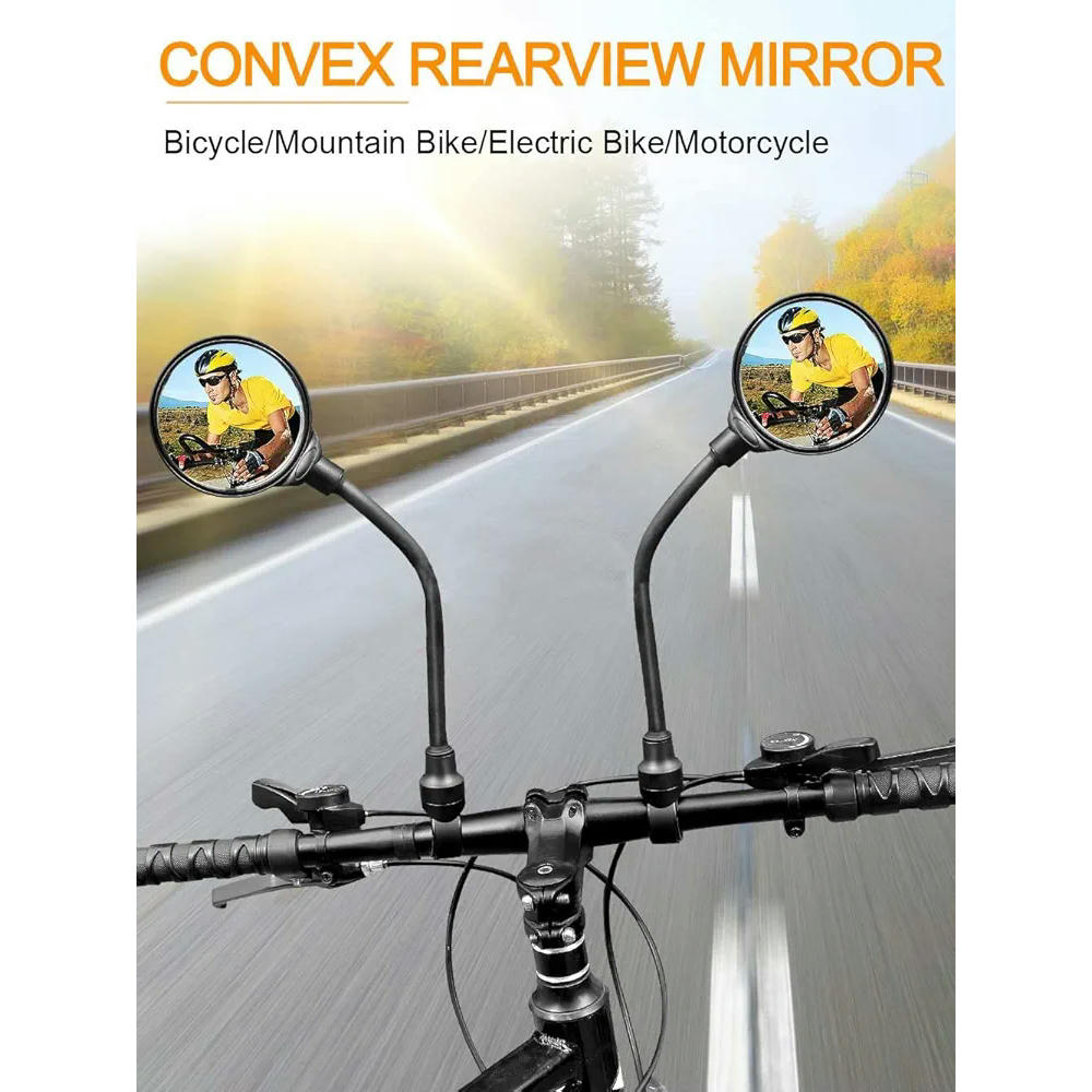 1 Par de Espejos Retrovisores para Bicicleta, Ajustable 360° con Espejo Convexo, Compatible con Manillares de 20mm a 30mm, Visión Trasera Segura y Clara