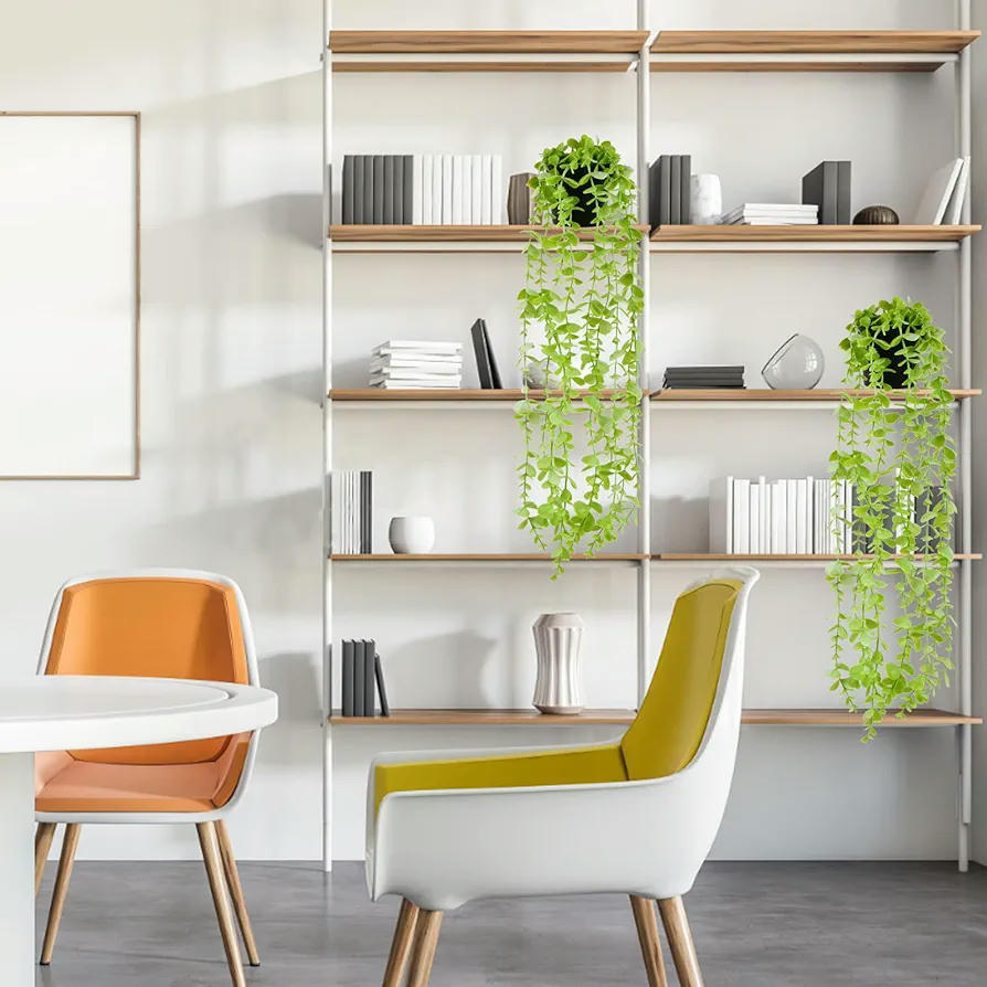 Plantes Artificiales d'Eucaliptus, Joc de 2 Plantes Penjants amb Test, Decoració de Jardí, Balcó i Habitació, Material Plàstic Resistant