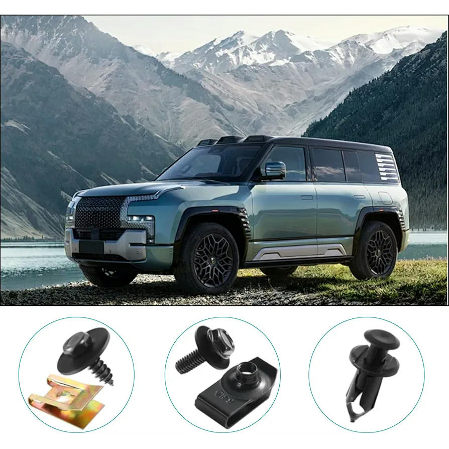 Kit de 100 Piezas de Clips y Tornillos para Coche, Accesorios de Fijación para Guardabarros, Tornillos de Metal Tipo U, Compatible con Varios Modelos