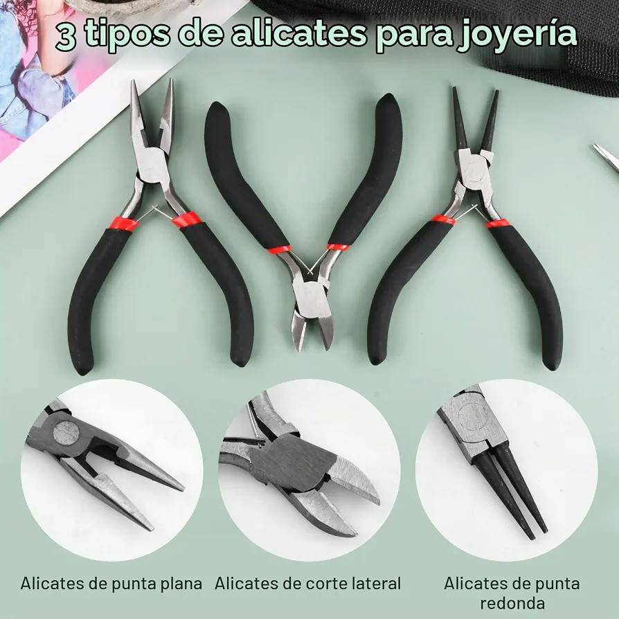 Kit de Herramientas para Fabricación de Joyas con 8 Alicates y 220 Accesorios para DIY