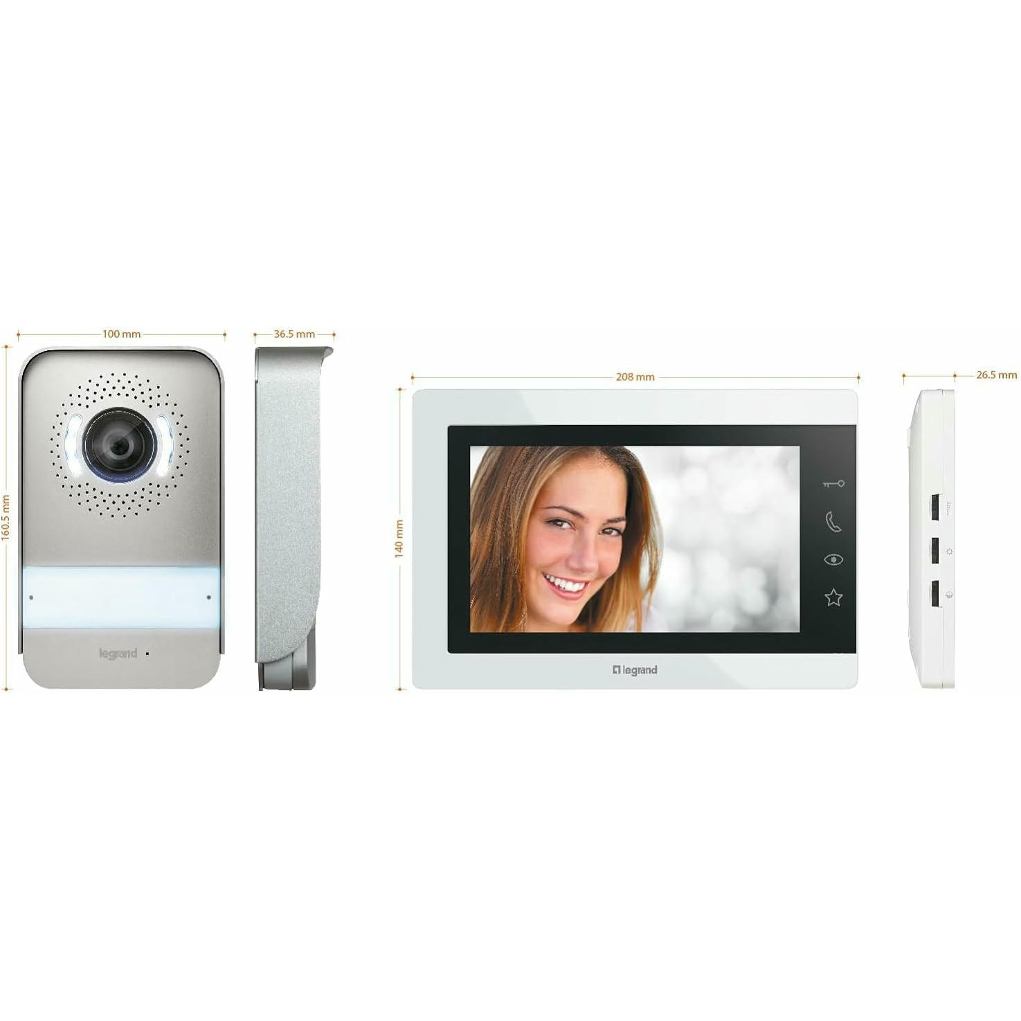 LEGRAND, EASYKIT Essential 367910 - Kit de videoportero de 2 hilos, monitor a color de 7" y cámara gran angular, 1 o 2 unidades familiares, ampliable, IP54-IK07, blanco