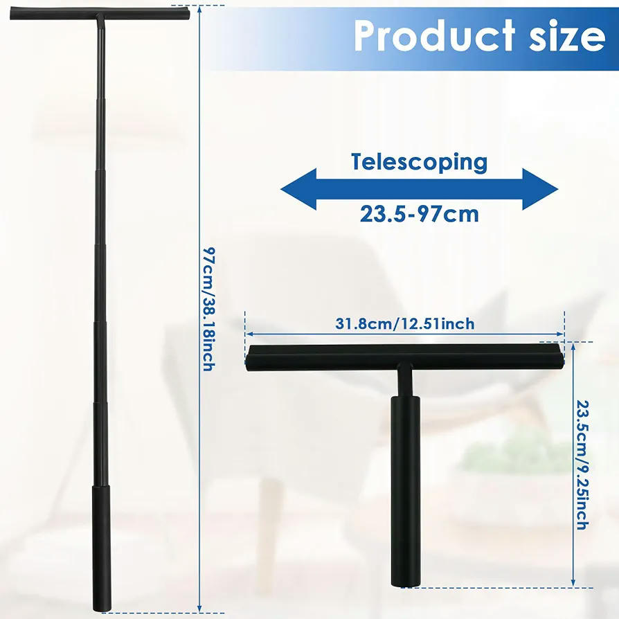 Escobilla de goma para suelo con mango telescópico de 97 cm, limpia sin rayar, escoba multifuncional para ducha, ideal para azulejos y cristales