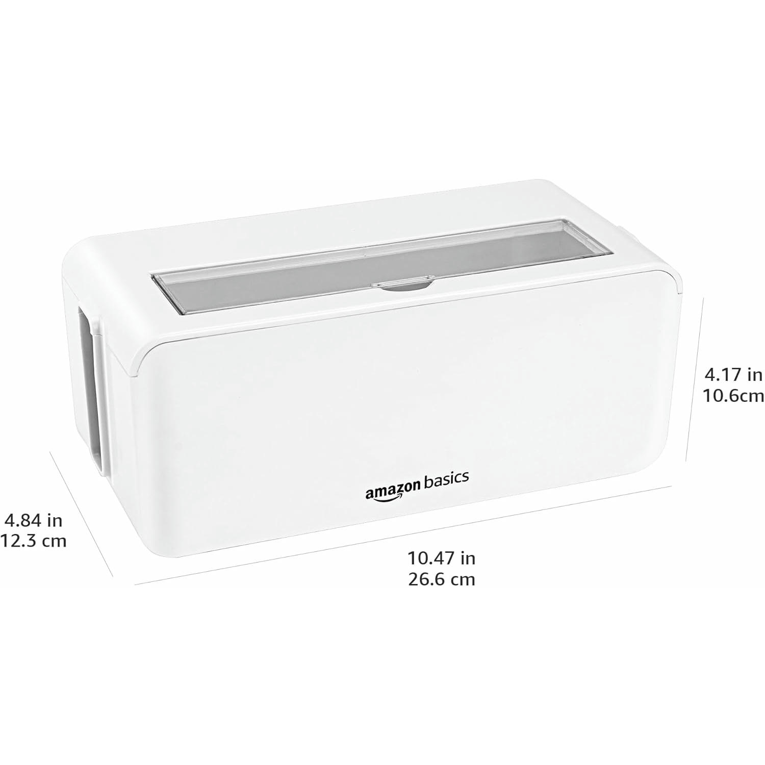 Amazon Basics - Caja organizadora de cables para ocultar y organizar cables, tamaño Pequeña, Blanco