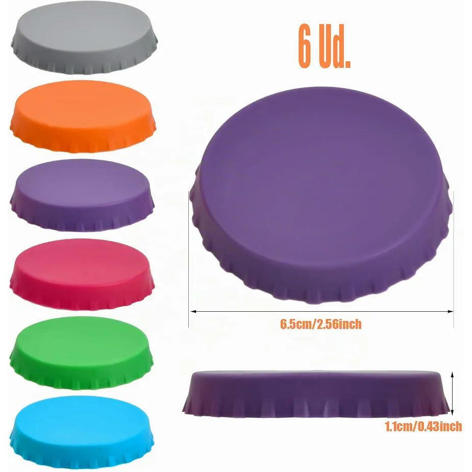 6 Tapas Reutilizables de Silicona para Latas de Bebidas - Antipolvo y Prácticas - Multicolor