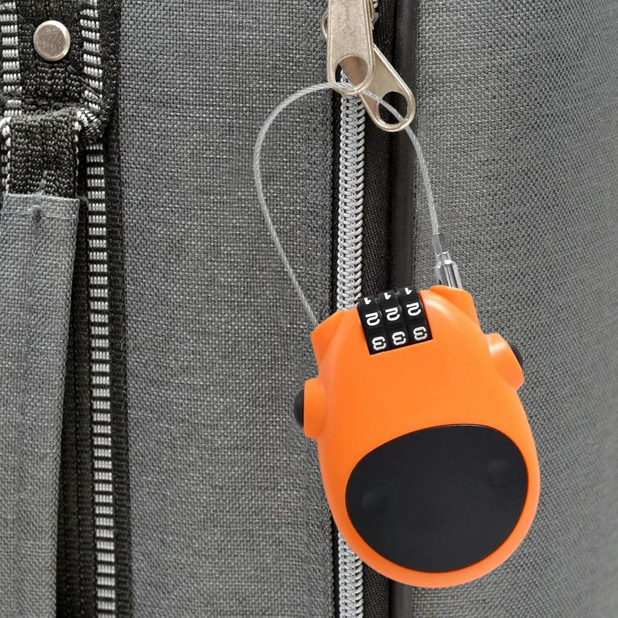Candado de Combinación Largo Retráctil de Alambre de Acero para Bicicletas y Motocicletas (Naranja)