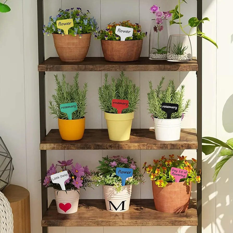 160 Piezas Etiquetas Multicolor de Plástico para Plantas, Marcadores de Jardín de 6 x 10 cm con Bolígrafo
